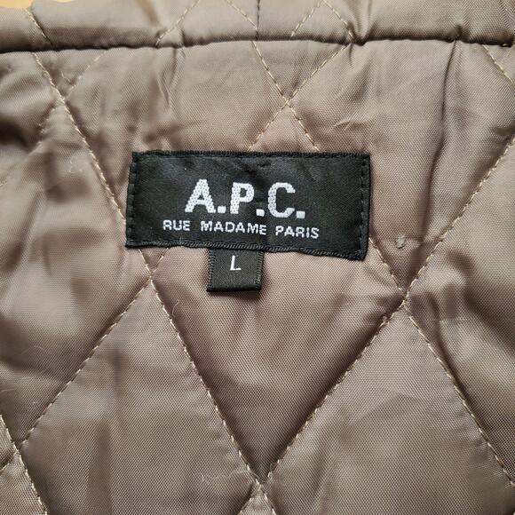 A.P.C. Rue Madame Paris Quilted Racoon Fur Hooded Parka Jacket Green Size Large - Picture 10 of 10